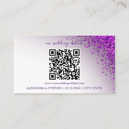 Violet Magenta QR Code Weddenschap Stress Code Informatiekaartje (Achterkant)
