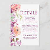 Violet Magenta Waterverf Bloembloem Details Informatiekaartje (Voorkant)