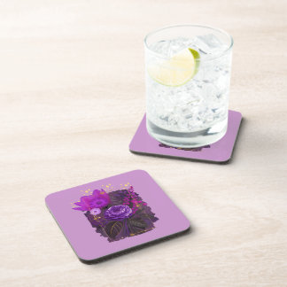 Violet Magical Floral Bouquet in Golden Frame Bier Onderzetter