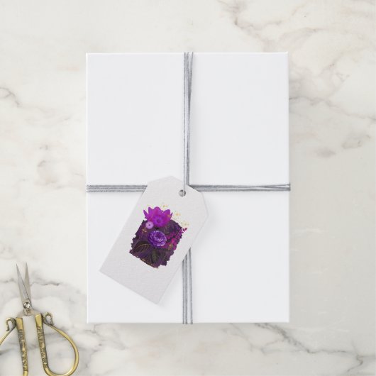 Violet Magical Floral Bouquet in Golden Frame Cadeaulabel (Met Touw)