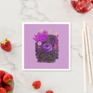 Violet Magical Floral Bouquet in Golden Frame Servet