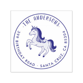 Violet magische eenhoorn familienaam retouradres  zelfinktende stempel