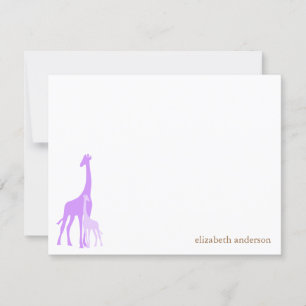 Violet mama en Baby Giraffe Bedankt kaarten