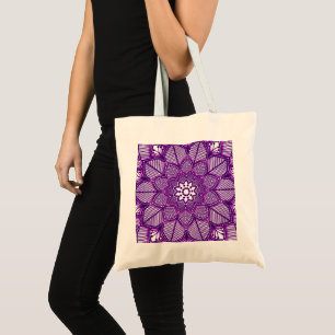 Violet Mandala Yoga Instructor Lotus Tote Bag