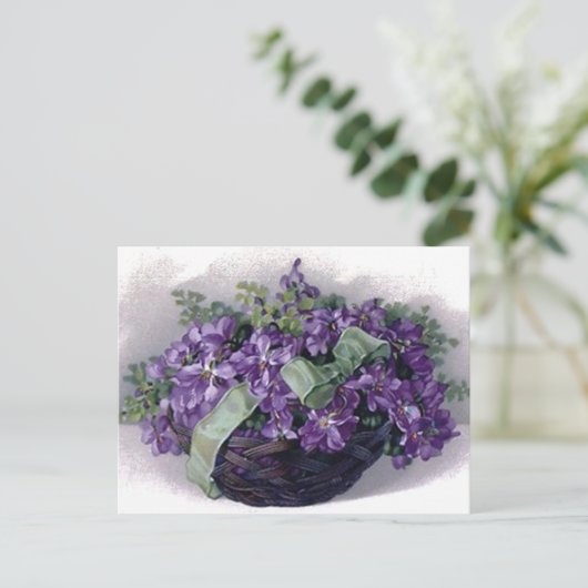  Violet mandje Briefkaart (Staand voorkant)