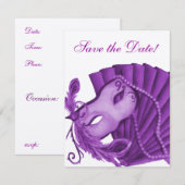 Violet Masquerade Save the Date (Voorkant / Achterkant)