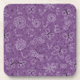 Violet Mauve Butterfly LOVE - naadloos patroon. Bier Onderzetter