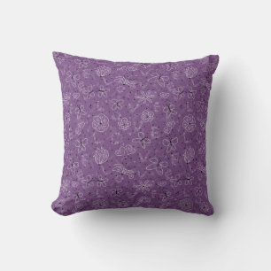Violet Mauve Butterfly LOVE - naadloos patroon. Kussen