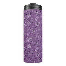 Violet Mauve Butterfly LOVE - naadloos patroon. Thermosbeker