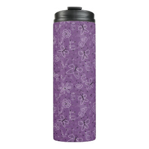 Violet Mauve Butterfly LOVE - naadloos patroon. Thermosbeker