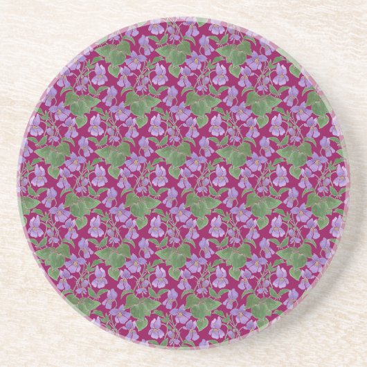 Violet Mauve Floral Custom Sandstone Onderzetter (Voorkant)