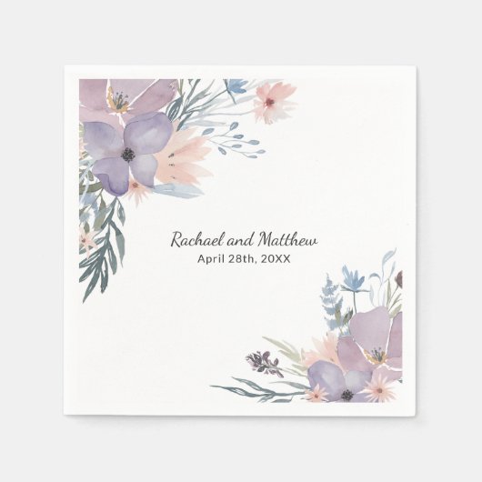 Violet Meadow Floral Wildflower Wedding Servet (Voorkant)