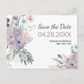 Violet Meadow Waterverf Floral Save the Date Aankondigingskaart (Voorkant)