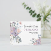 Violet Meadow Waterverf Floral Save the Date Aankondigingskaart (Staand voorkant)