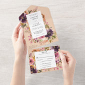 Violet Meadows Modern Herfst Bloemen All In One Uitnodiging (Afscheurbaar)