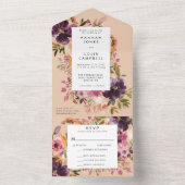 Violet Meadows Modern Herfst Bloemen All In One Uitnodiging (Binnen)