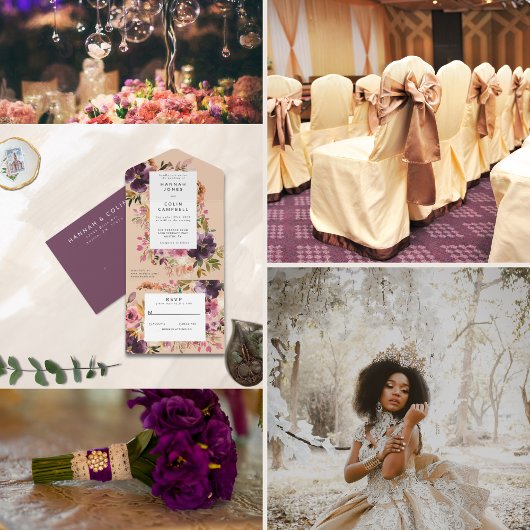 Violet Meadows Modern Herfst Bloemen Programmakaart