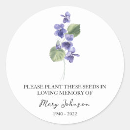 Violet Memorial Funeral Seed Packet Ronde Sticker