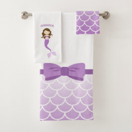Violet Mermaid Specialized Bath Towel Set Bad Handdoek