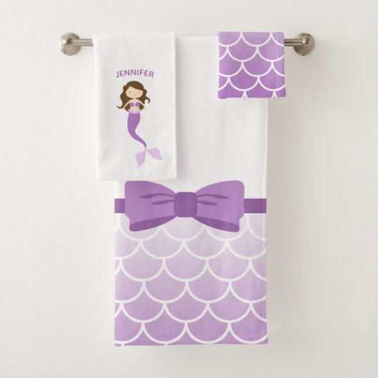 Violet Mermaid Specialized Bath Towel Set Bad Handdoek (Insitu)