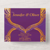 Violet met Gold Mandalas All In One Uitnodiging (Achterkant)