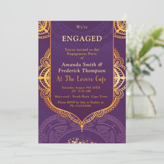 Violet met Gold Mandalas Kaart (Staand voorkant)