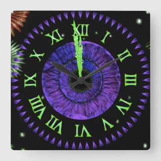 Violet Midnight Clock Vierkante Klok