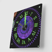 Violet Midnight Clock Vierkante Klok (Hoek)