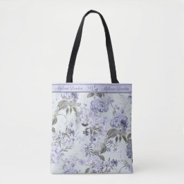 Violet & Mint Hydrangea & Lilacs Personalized Tote Tote Bag