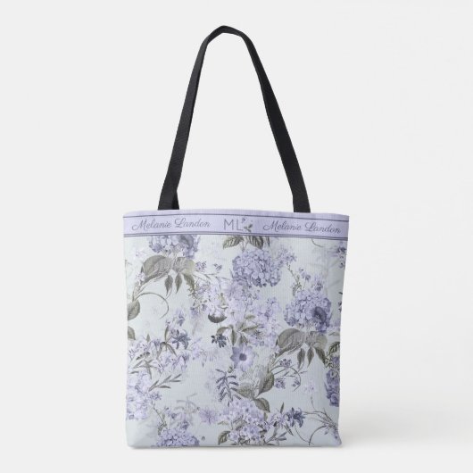 Violet & Mint Hydrangea & Lilacs Personalized Tote Tote Bag (Achterkant)