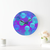 Violet Mist - Abstract cyaan en Paars licht Grote Klok (Huis)