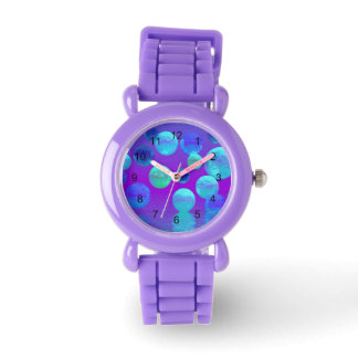 Violet Mist, Cyaan en Paarse Abstract Licht Horloge