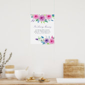 Violet Mix Waterverf Bloemen Bruiloft Gedenkteken Poster (Keuken)