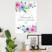 Violet Mix Waterverf Floral Vrijgezellenfeest Welk Poster (Thuiskantoor)