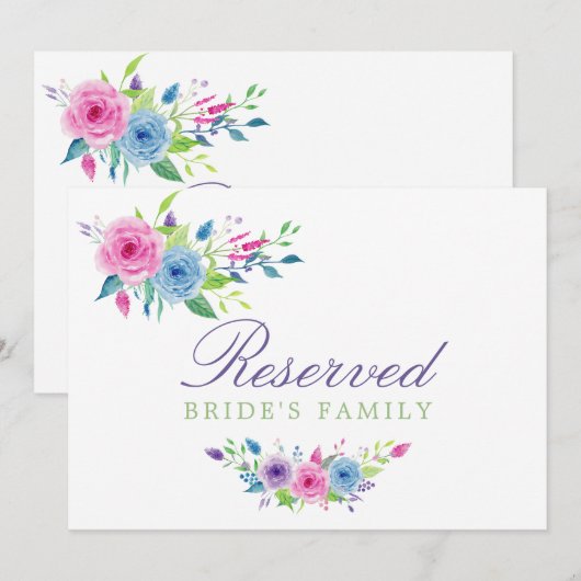 Violet Mix Waterverf Floral Weddenschap Gereservee (Voorkant / Achterkant)