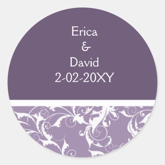 Violet Monogram envelop afdichting Ronde Sticker (Voorkant)