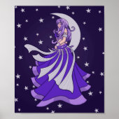 Violet Moon Goddess Belly Dancer Paarse Art MoonCh Poster (Voorkant)