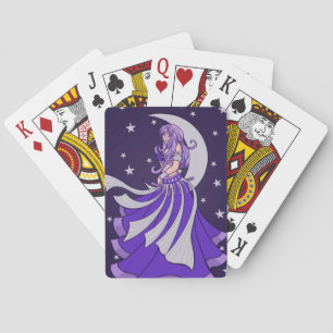 Violet Moon Goddess Belly Dancer Paarse Art Pokerkaarten