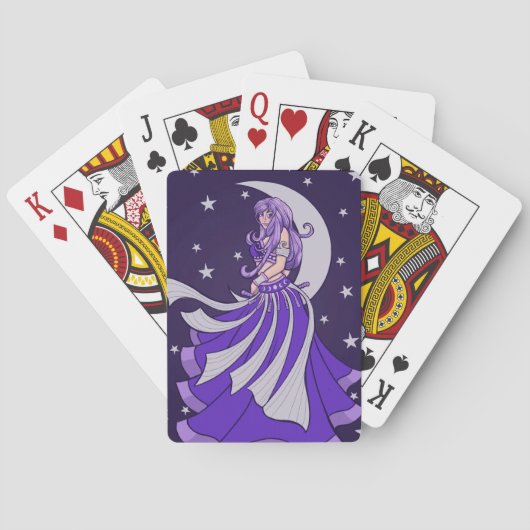 Violet Moon Goddess Belly Dancer Paarse Art Pokerkaarten (Achterkant)