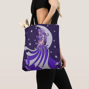 Violet Moon Goddess Belly Dancer Paarse Art Tote Bag