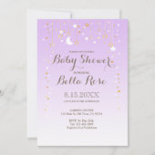 Violet Moon Star Girl Baby shower Uitnodigen Kaart (Voorkant)