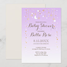 Violet Moon Star Girl Baby shower Uitnodigen