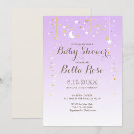Violet Moon Star Girl Baby shower Uitnodigen Kaart