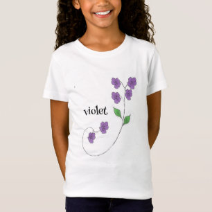 Violet Naam Meisjes Bloem T-Shirt