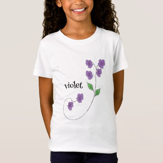 Violet Naam Meisjes Bloem T-Shirt (Voorkant)