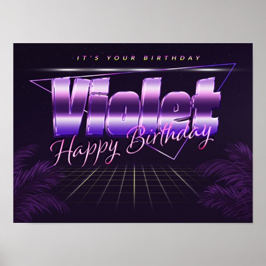 Violet Name Vorlila retro Poster Geburtstag (Voorkant)