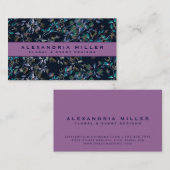 Violet & Navy Blue Elegant Dainty Floral Pattern Visitekaartje (Voorkant / Achterkant)