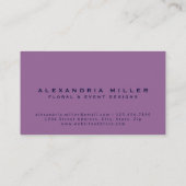 Violet & Navy Blue Elegant Dainty Floral Pattern Visitekaartje (Achterkant)