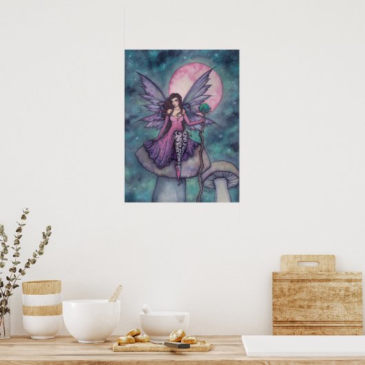 Violet Night Fairy Art van Molly Harrison Poster (Keuken)