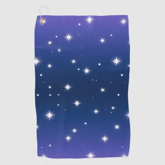 Violet Night Gradient met Twinkling Stars patroon Golfhanddoek (Voorkant)